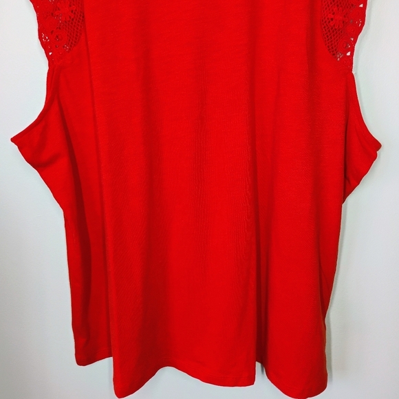 Lauren Ralph Lauren Red Crochet Knit Short Sleeve Top Boho Summer Plus Size 3X - Picture 2 of 13
